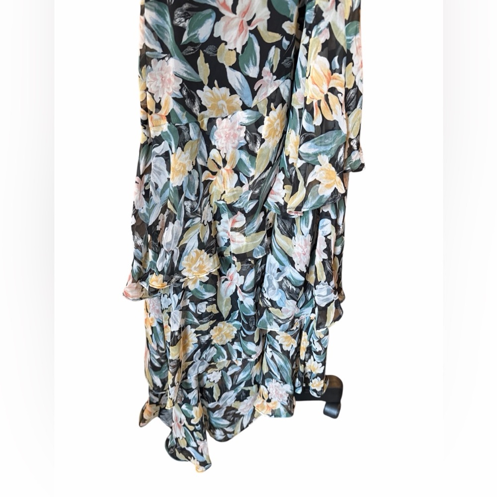 Petal & Pup Amren Floral One-Shoulder Tiered Asymmetric Dress- Size 4 - Picture 3 of 4